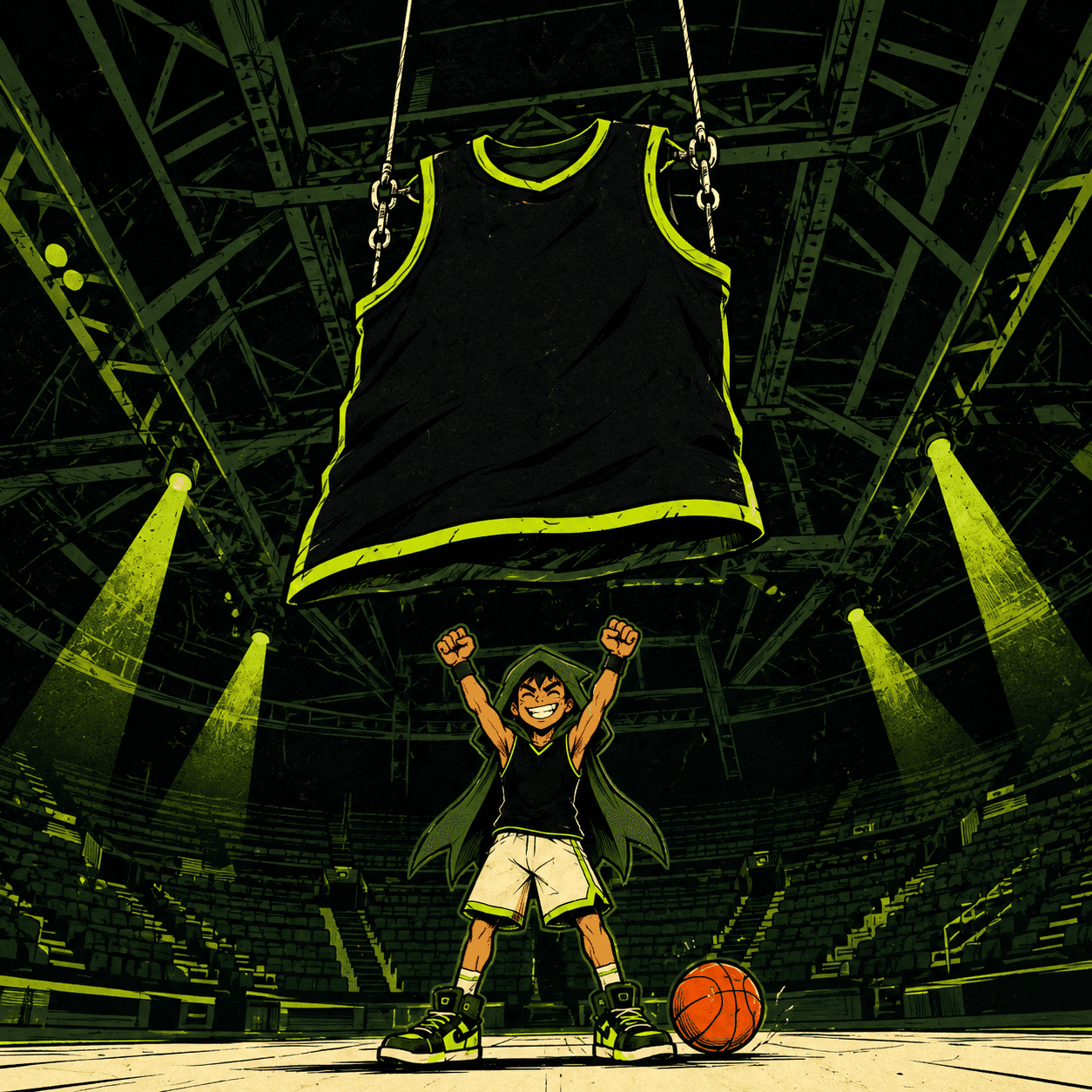 A Robinhoop jersey rising to the arena rafters